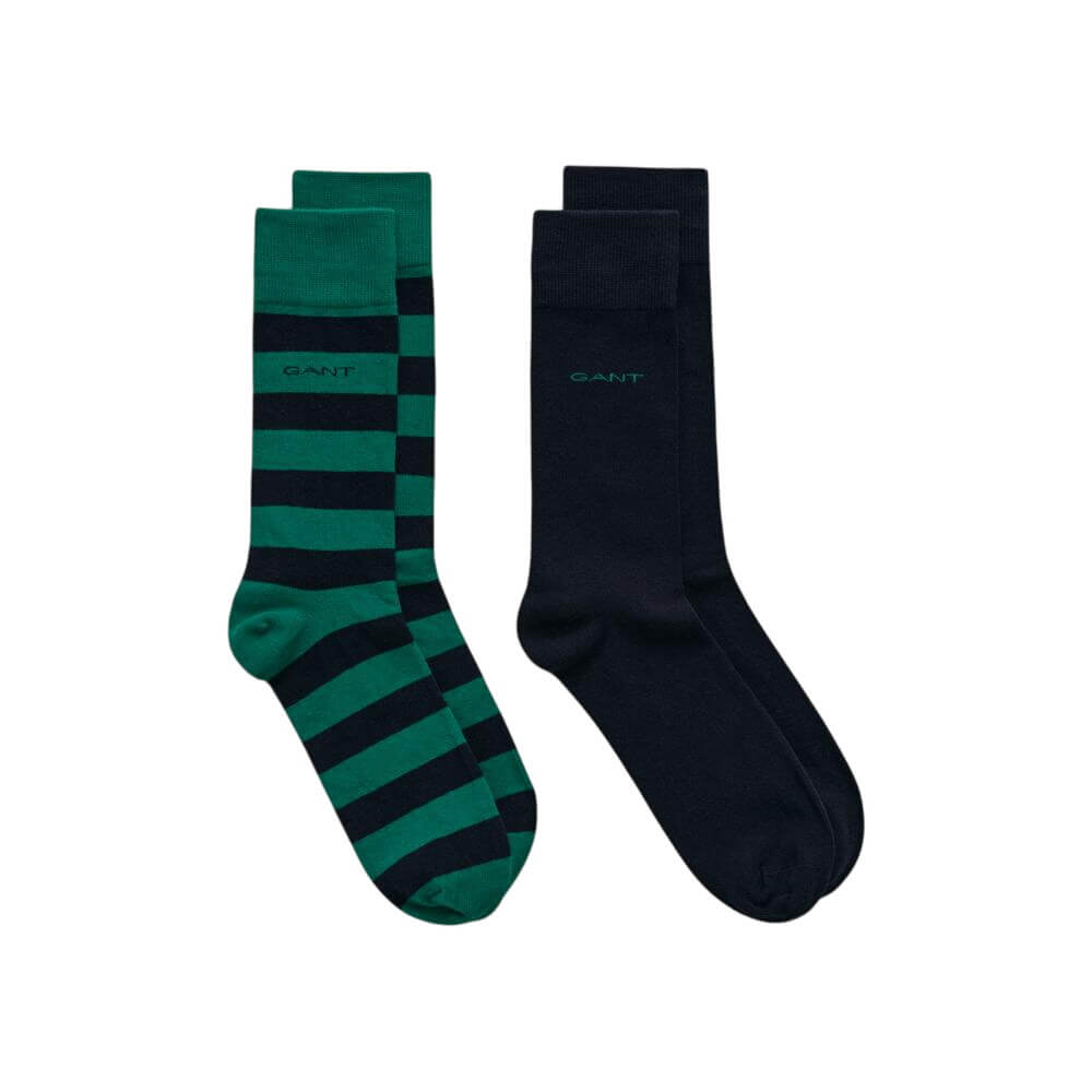 GANT 2-Pack Barstriped & Solid Socks